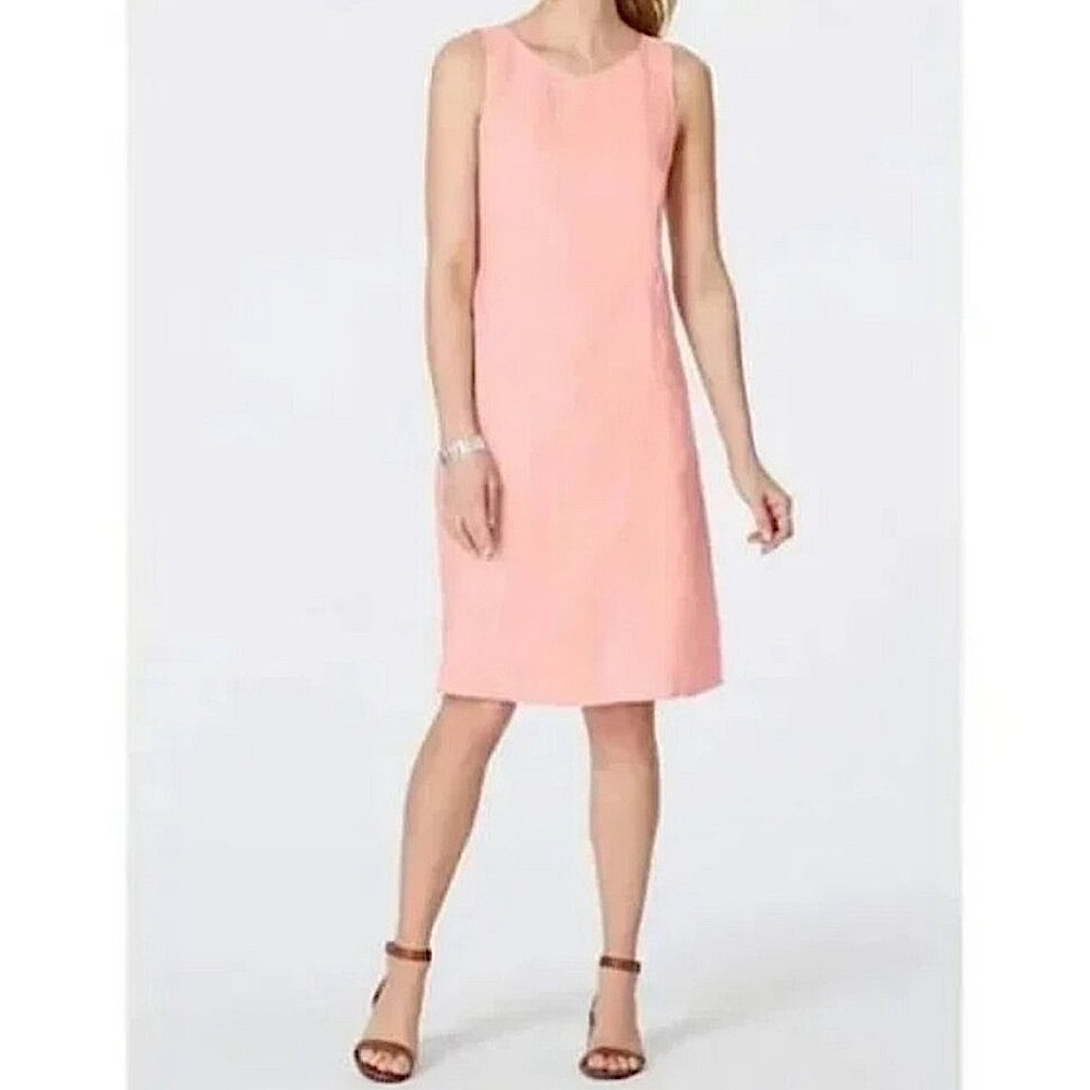 J. Jill Love Linen Sleeveless‎ V-Neck Dress Pink XL